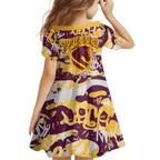 Brisbane Broncos Rugby Kid Short Sleeve Dress Graffiti Typography Urban Camo Abstract Street Style
