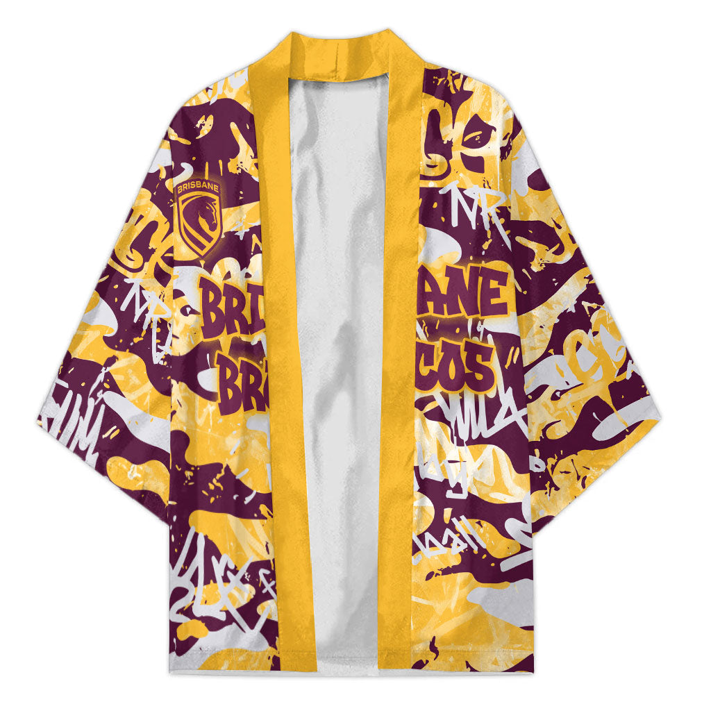 Brisbane Broncos Rugby Kimono Graffiti Typography Urban Camo Abstract Street Style