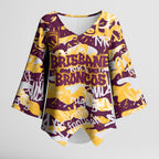 Brisbane Broncos Rugby Kimono Sleeve Blouse Graffiti Typography Urban Camo Abstract Street Style