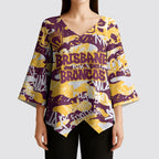 Brisbane Broncos Rugby Kimono Sleeve Blouse Graffiti Typography Urban Camo Abstract Street Style