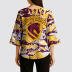 Brisbane Broncos Rugby Kimono Sleeve Blouse Graffiti Typography Urban Camo Abstract Street Style