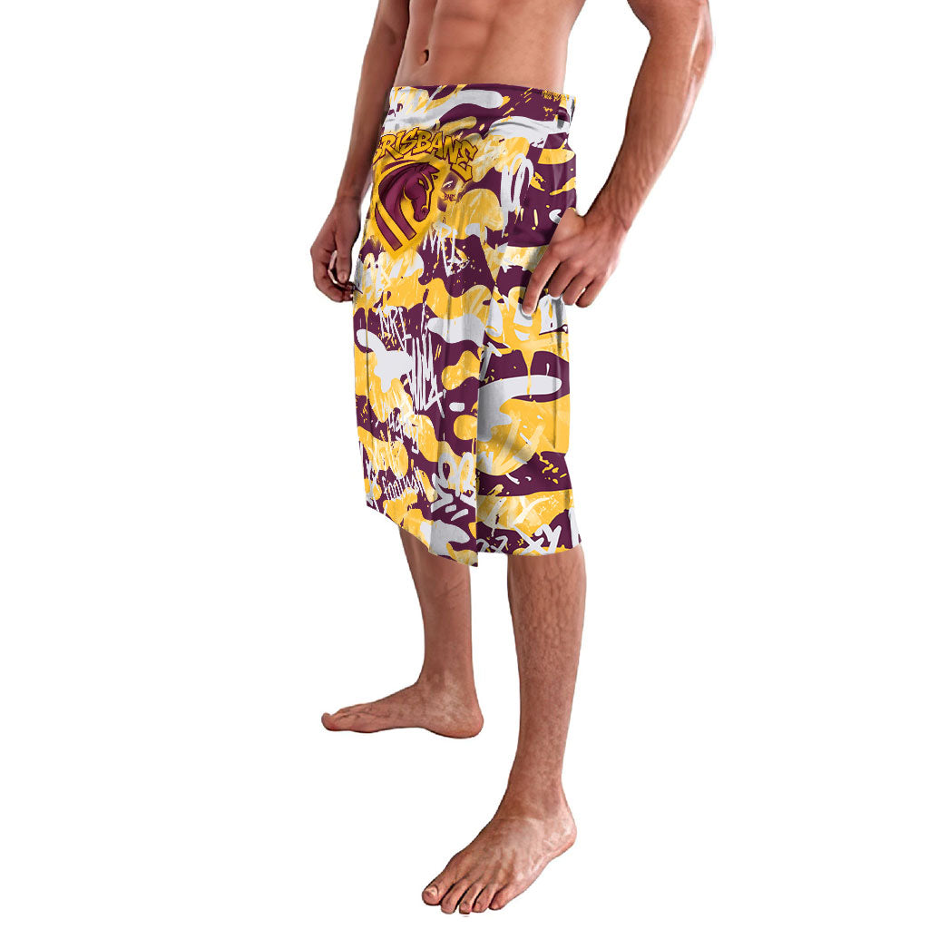 Brisbane Broncos Rugby Lavalava Graffiti Typography Urban Camo Abstract Street Style