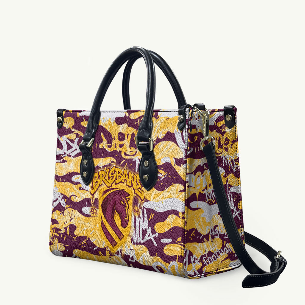 Brisbane Broncos Rugby Leather Bag Graffiti Typography Urban Camo Abstract Street Style