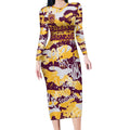 Brisbane Broncos Rugby Long Sleeve Bodycon Dress Graffiti Typography Urban Camo Abstract Street Style