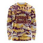 Brisbane Broncos Rugby Long Sleeve Shirt Graffiti Typography Urban Camo Abstract Street Style