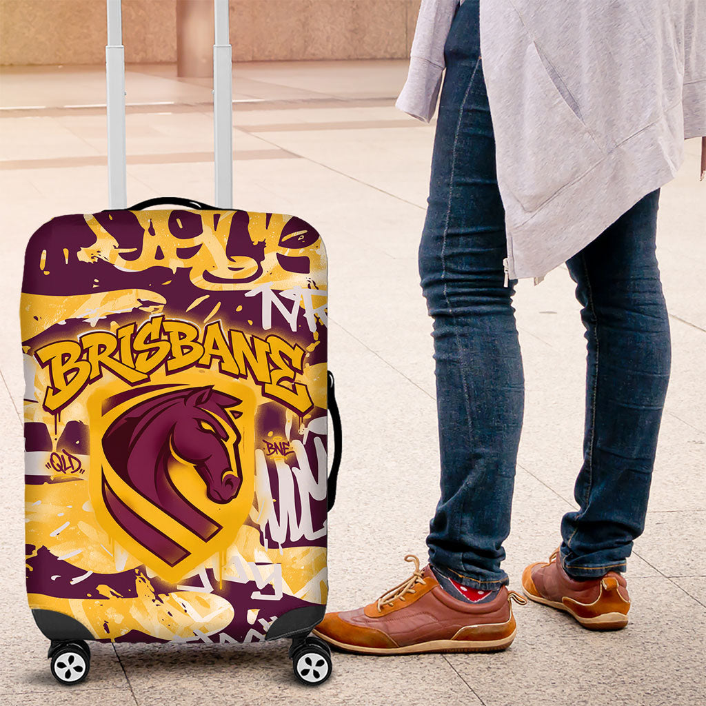 Brisbane Broncos Rugby Luggage Cover Graffiti Typography Urban Camo Abstract Street Style