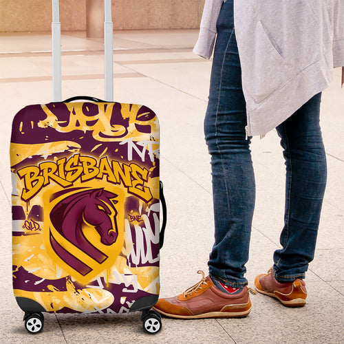 Brisbane Broncos Rugby Luggage Cover Graffiti Typography Urban Camo Abstract Street Style