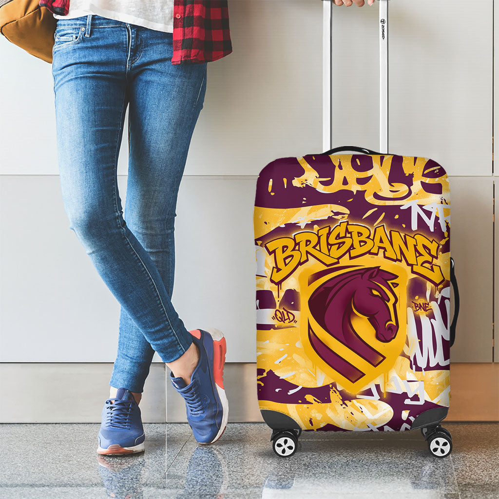 Brisbane Broncos Rugby Luggage Cover Graffiti Typography Urban Camo Abstract Street Style