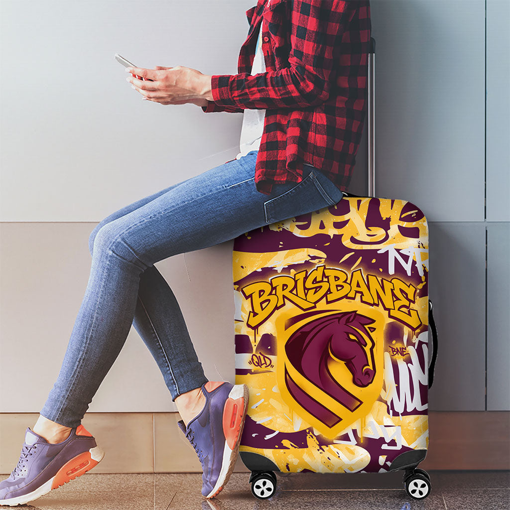 Brisbane Broncos Rugby Luggage Cover Graffiti Typography Urban Camo Abstract Street Style