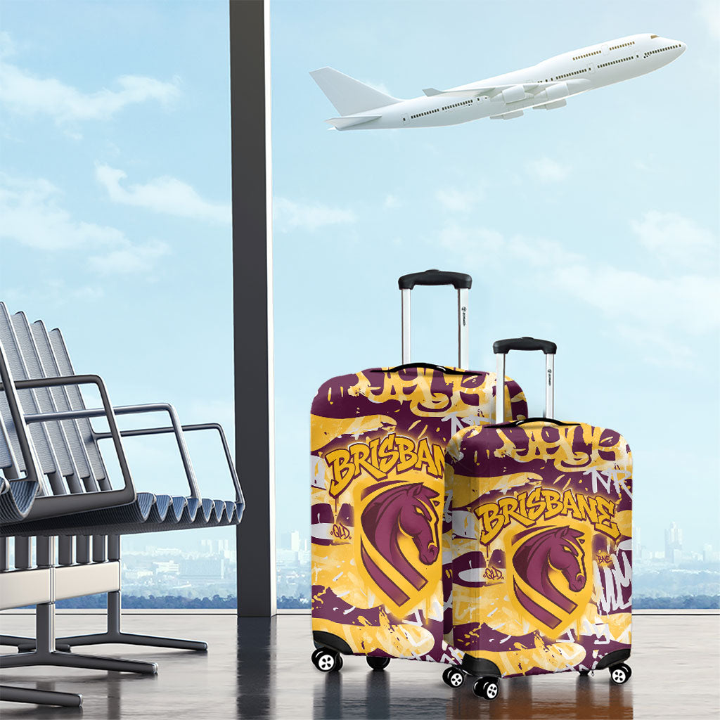 Brisbane Broncos Rugby Luggage Cover Graffiti Typography Urban Camo Abstract Street Style