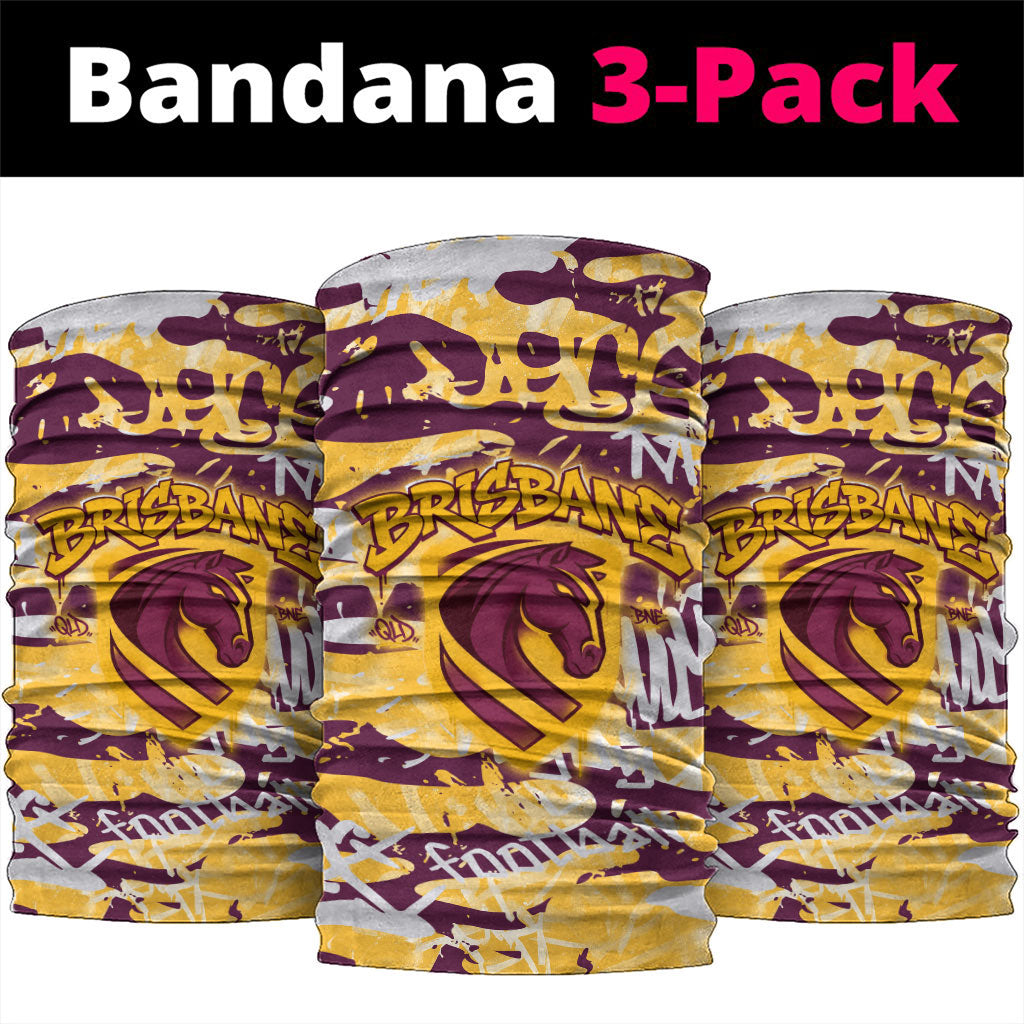 Brisbane Broncos Rugby Neck Gaiter Graffiti Typography Urban Camo Abstract Street Style