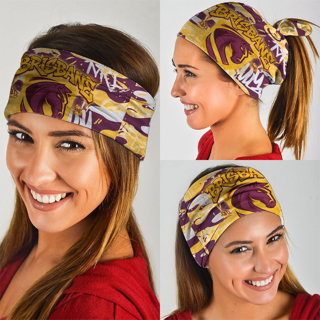 Brisbane Broncos Rugby Neck Gaiter Graffiti Typography Urban Camo Abstract Street Style