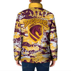 Brisbane Broncos Rugby Padded Jacket Graffiti Typography Urban Camo Abstract Street Style