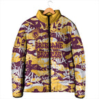 Brisbane Broncos Rugby Padded Jacket Graffiti Typography Urban Camo Abstract Street Style
