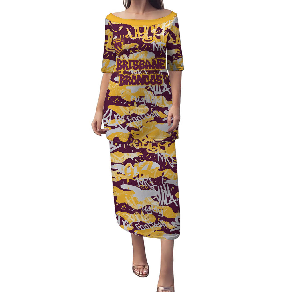 Brisbane Broncos Rugby Puletasi Graffiti Typography Urban Camo Abstract Street Style