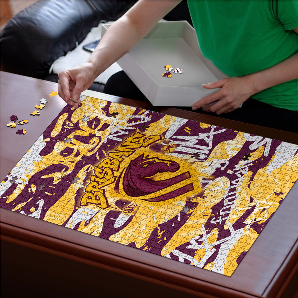 Brisbane Broncos Rugby Puzzle Graffiti Typography Urban Camo Abstract Street Style