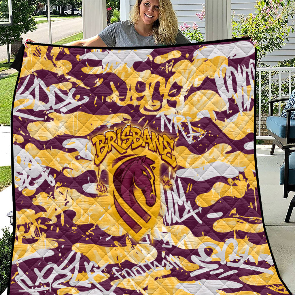 Brisbane Broncos Rugby Quilt Graffiti Typography Urban Camo Abstract Street Style
