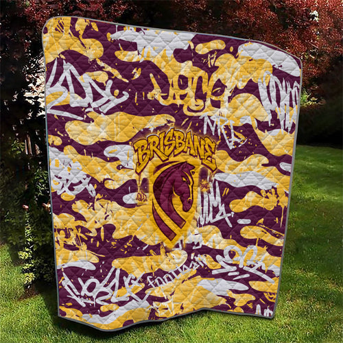 Brisbane Broncos Rugby Quilt Graffiti Typography Urban Camo Abstract Street Style