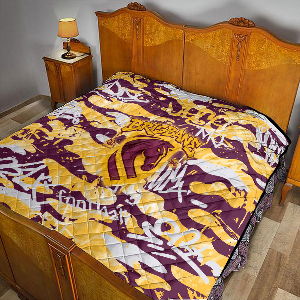 Brisbane Broncos Rugby Quilt Graffiti Typography Urban Camo Abstract Street Style