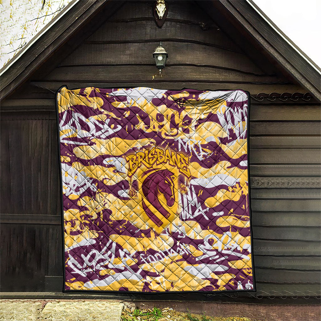 Brisbane Broncos Rugby Quilt Graffiti Typography Urban Camo Abstract Street Style