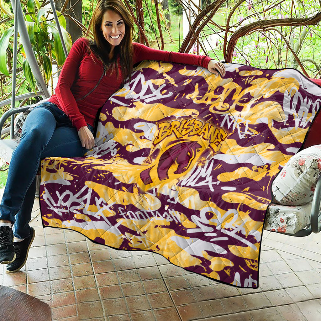 Brisbane Broncos Rugby Quilt Graffiti Typography Urban Camo Abstract Street Style
