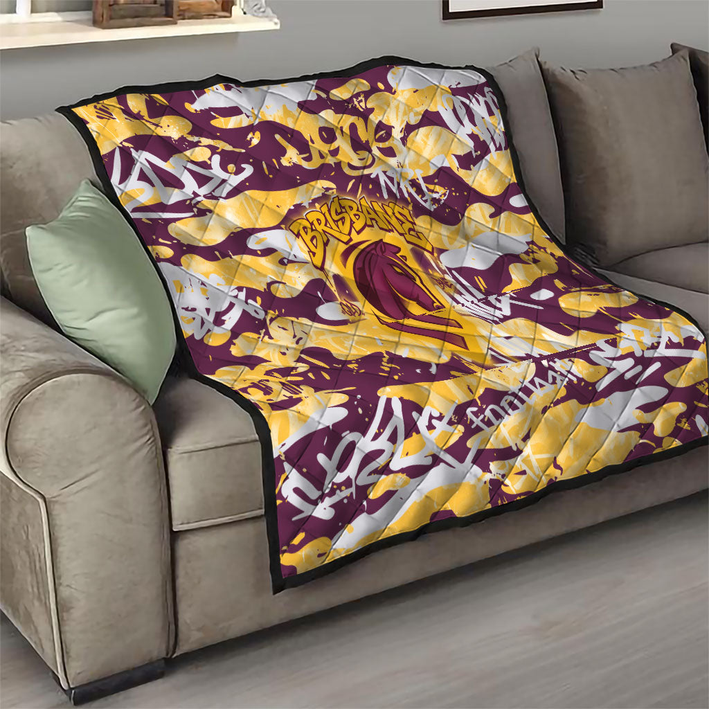 Brisbane Broncos Rugby Quilt Graffiti Typography Urban Camo Abstract Street Style