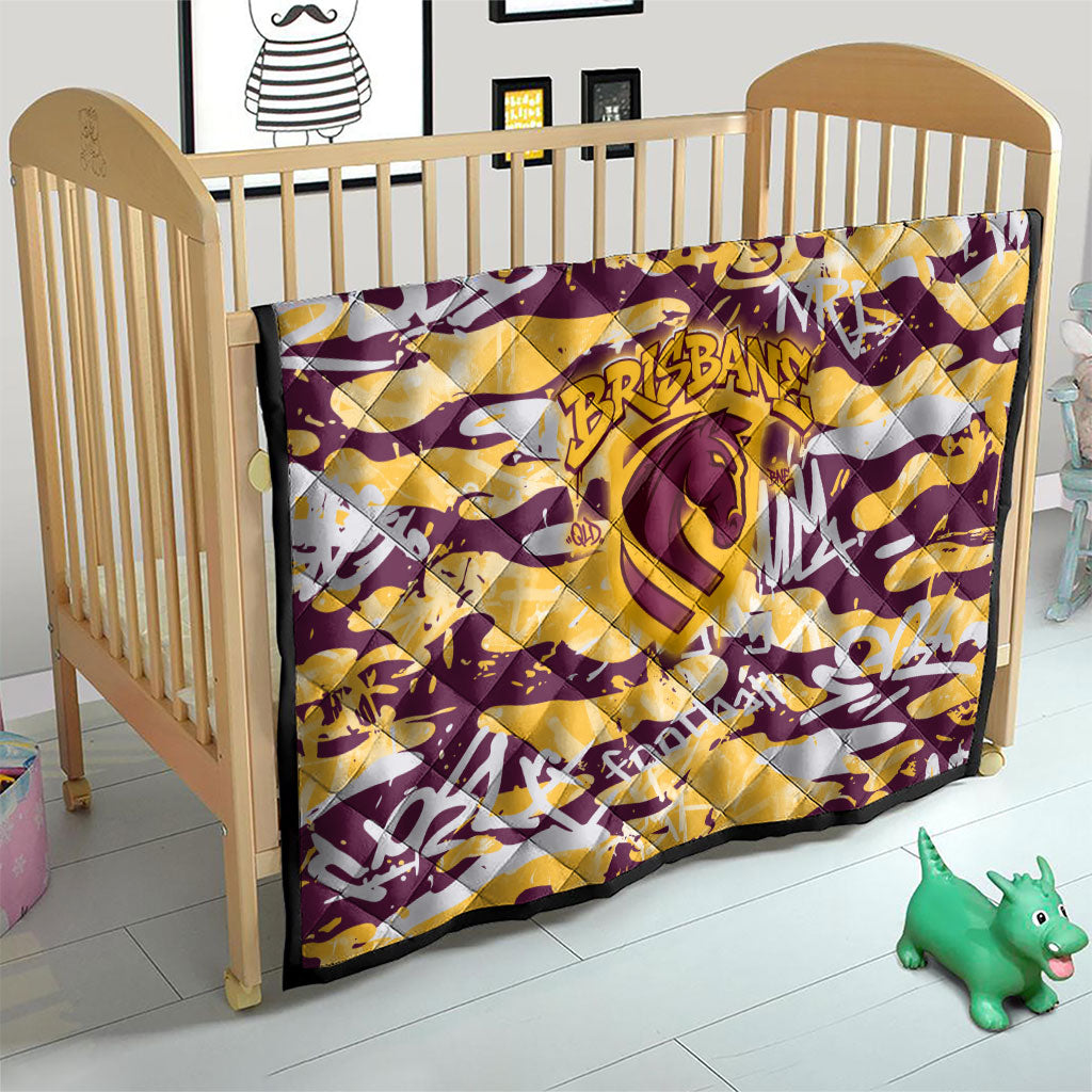 Brisbane Broncos Rugby Quilt Graffiti Typography Urban Camo Abstract Street Style