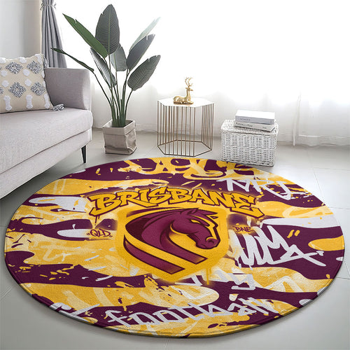 Brisbane Broncos Rugby Round Carpet Graffiti Typography Urban Camo Abstract Street Style