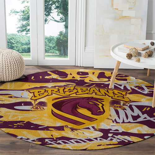 Brisbane Broncos Rugby Round Carpet Graffiti Typography Urban Camo Abstract Street Style