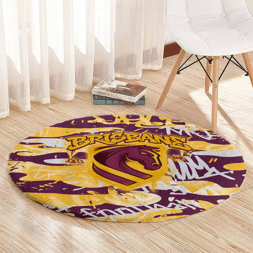Brisbane Broncos Rugby Round Carpet Graffiti Typography Urban Camo Abstract Street Style