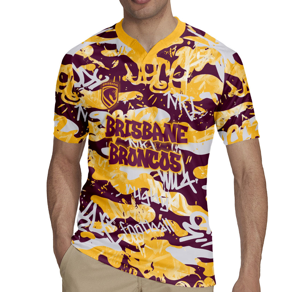 Brisbane Broncos Rugby Rugby Jersey Graffiti Typography Urban Camo Abstract Street Style