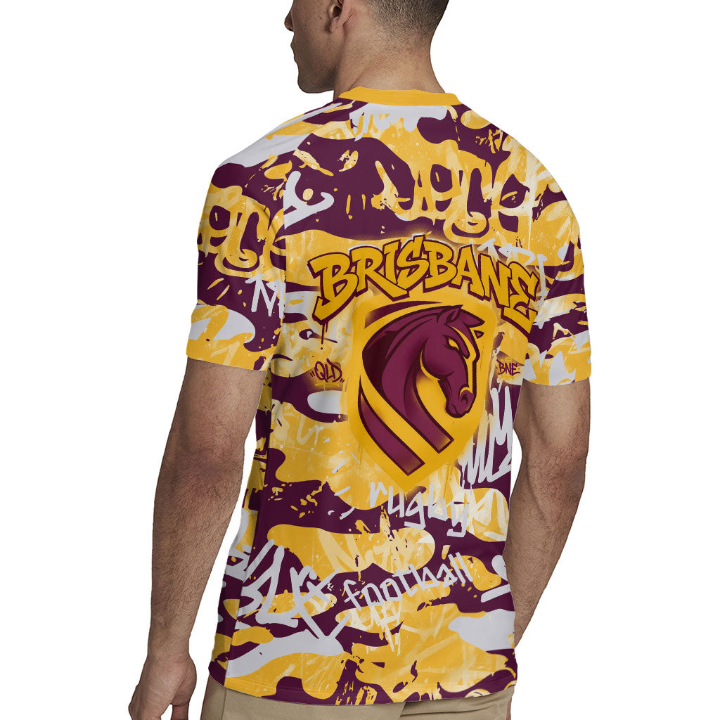 Brisbane Broncos Rugby Rugby Jersey Graffiti Typography Urban Camo Abstract Street Style