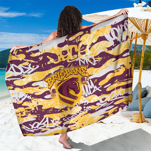 Brisbane Broncos Rugby Sarong Graffiti Typography Urban Camo Abstract Street Style