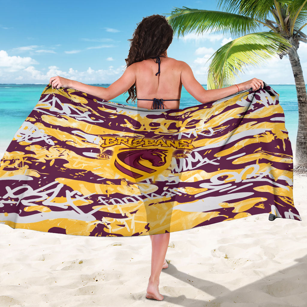 Brisbane Broncos Rugby Sarong Graffiti Typography Urban Camo Abstract Street Style