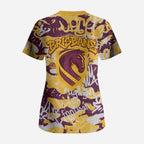 Brisbane Broncos Rugby Scrub Top Graffiti Typography Urban Camo Abstract Street Style