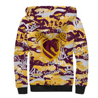 Brisbane Broncos Rugby Sherpa Hoodie Graffiti Typography Urban Camo Abstract Street Style