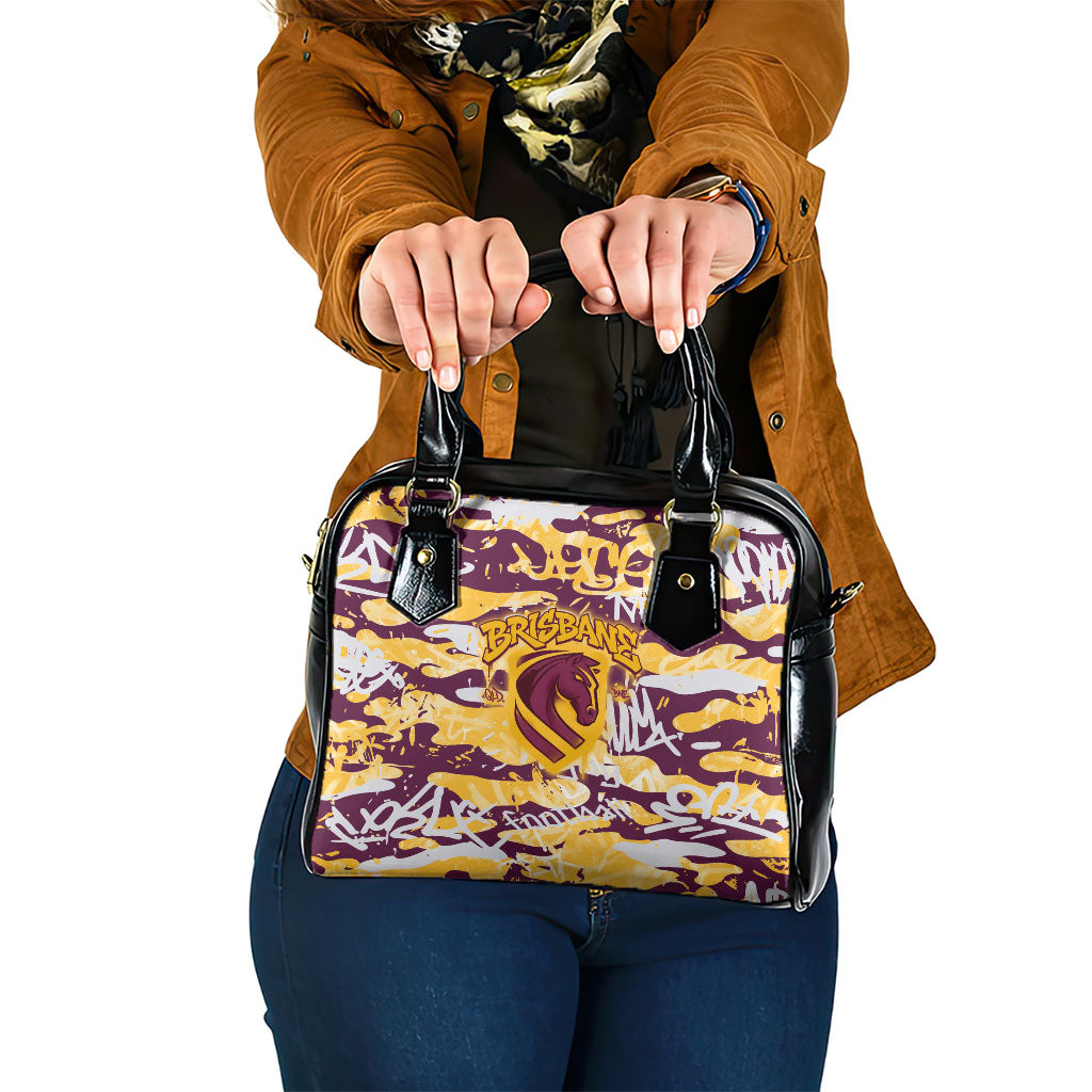 Brisbane Broncos Rugby Shoulder Handbag Graffiti Typography Urban Camo Abstract Street Style