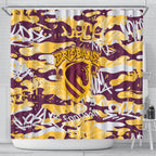 Brisbane Broncos Rugby Shower Curtain Graffiti Typography Urban Camo Abstract Street Style
