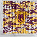 Brisbane Broncos Rugby Shower Curtain Graffiti Typography Urban Camo Abstract Street Style