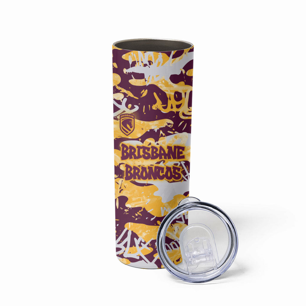 Brisbane Broncos Rugby Skinny Tumbler Graffiti Typography Urban Camo Abstract Street Style