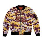 Brisbane Broncos Rugby Sleeve Zip Bomber Jacket Graffiti Typography Urban Camo Abstract Street Style