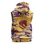 Brisbane Broncos Rugby Sleeveless Hoodie Graffiti Typography Urban Camo Abstract Street Style