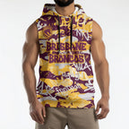 Brisbane Broncos Rugby Sleeveless Hoodie Graffiti Typography Urban Camo Abstract Street Style