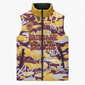 Brisbane Broncos Rugby Sleeveless Puffer Jacket Graffiti Typography Urban Camo Abstract Street Style