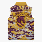 Brisbane Broncos Rugby Sleeveless Puffer Jacket Graffiti Typography Urban Camo Abstract Street Style