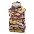Brisbane Broncos Rugby Sleeveless Zip Hoodie Graffiti Typography Urban Camo Abstract Street Style