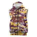 Brisbane Broncos Rugby Sleeveless Zip Hoodie Graffiti Typography Urban Camo Abstract Street Style