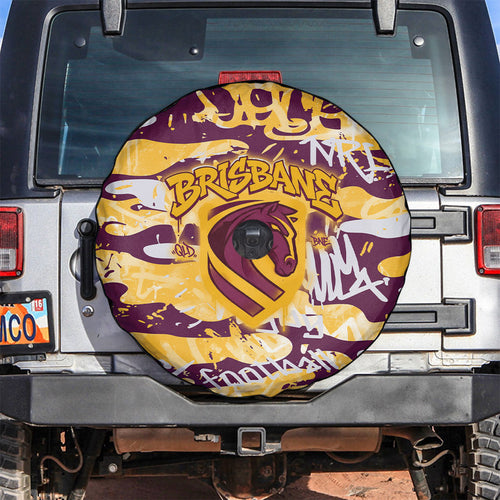 Brisbane Broncos Rugby Spare Tire Cover Graffiti Typography Urban Camo Abstract Street Style