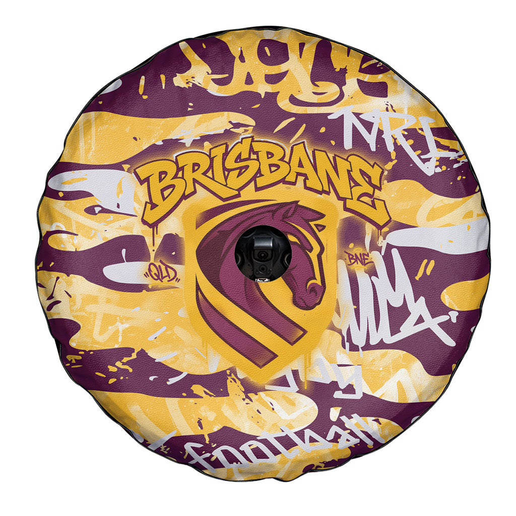Brisbane Broncos Rugby Spare Tire Cover Graffiti Typography Urban Camo Abstract Street Style