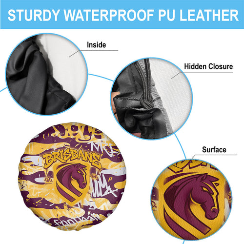 Brisbane Broncos Rugby Spare Tire Cover Graffiti Typography Urban Camo Abstract Street Style